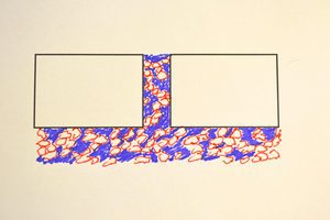  Abbildung 5: Schematische Darstellung Fugen- und Bettungsmaterial aus Sand-Splitt-Gemisch mit Ausweichneigung bzw. Ausweichpotential 
